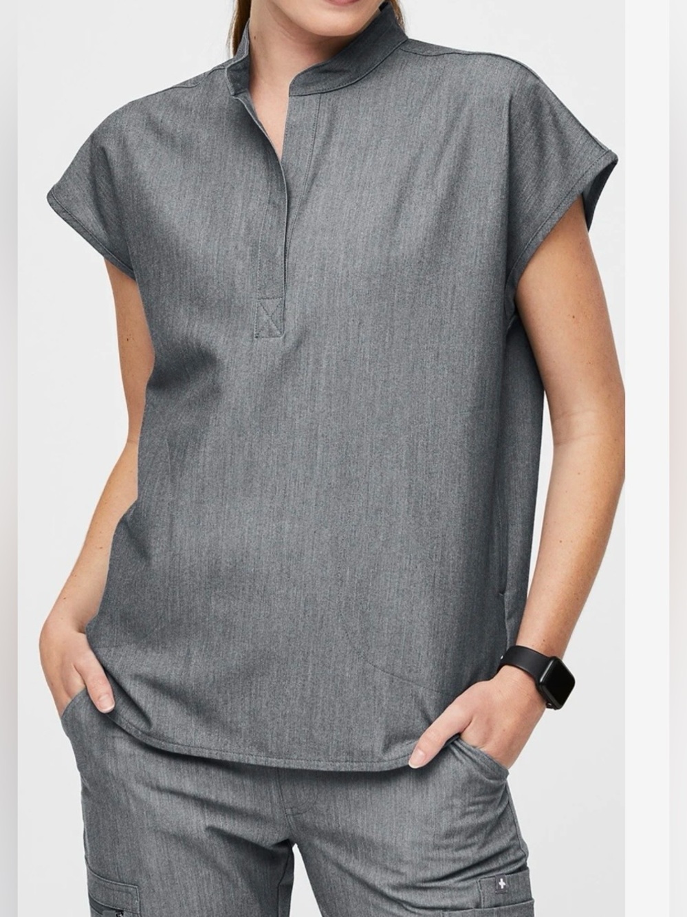 FIGS Graphite Gray Rafaela Oversized Scrub Top